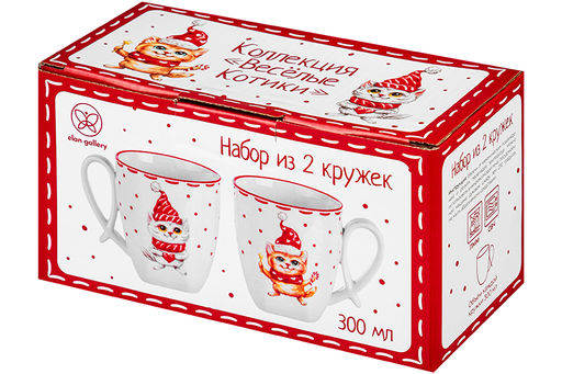 Набор 2 кружек 300 мл 10,5*8*9 см Котики ручка петля - Elan gallery фото 7