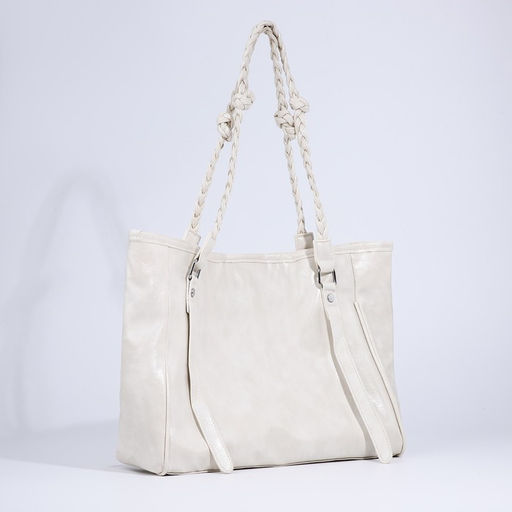 Сумка-шопер женская на молнии, размер 44×10×29 см, однотонная, белая