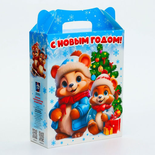 Цена за 5 шт. Подарочная коробка Новогодняя ПОДАРОК ХРОМ Лесная банда с игрой и анимацией 17?6.8?20 см - Simaland фото 2