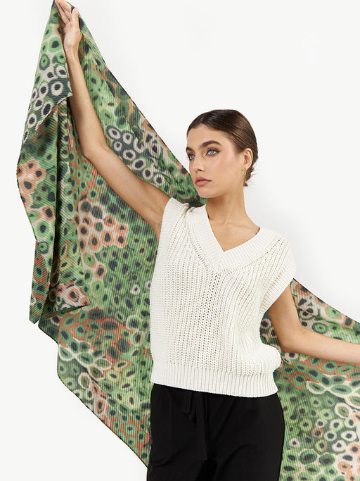 Большой, мягкий, тонкий и очень нежный двусторонний палантин с рисунком. - Tantino фото 5