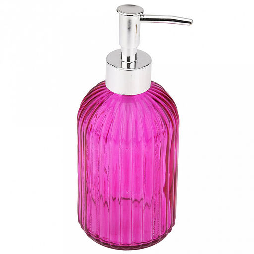 Дозатор для жидкого мыла пластмассовый "Водопад" 450мл, д7,5см h19см, корпус стекло, цвета микс (Китай)