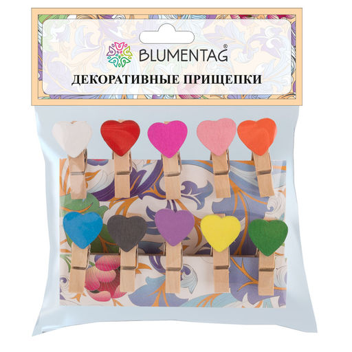 Blumentag WCLH-35 Декоративные прищепки 5 х 10 шт. 3.5 см A01 Сердечки ассорти фото 4