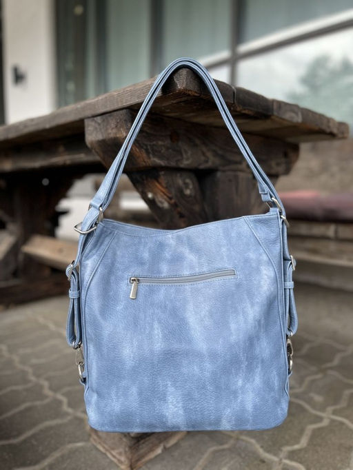 Женская сумка-рюкзак из эко кожи 9902 Голубой - Kenguluna фото 4