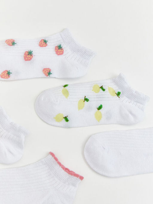 Meyve Desenli K?z ?ocuk Patik ?orap 5li