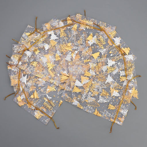 Набор мешков «С Новым счастьем!», органза, 10 шт, 16 х 24 см