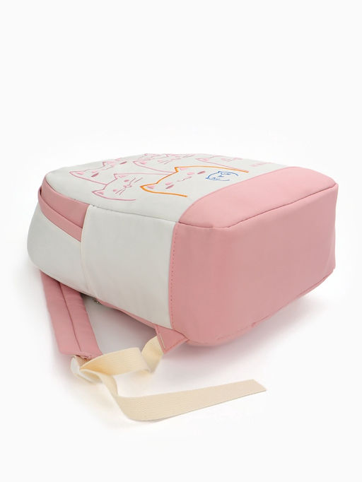 Рюкзак школьный на молнии, с карманами, с рисунком, размер 30?14?43 см, белый/розовый