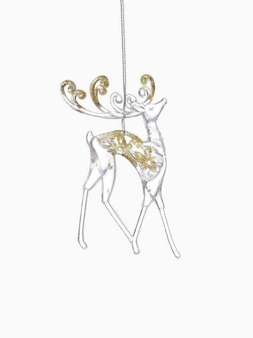 Цена за 2 шт. Ёлочные игрушки 2 шт. Зимнее волшебство. Олень с блеском, 813 см, прозрачно-золотой  фото 11