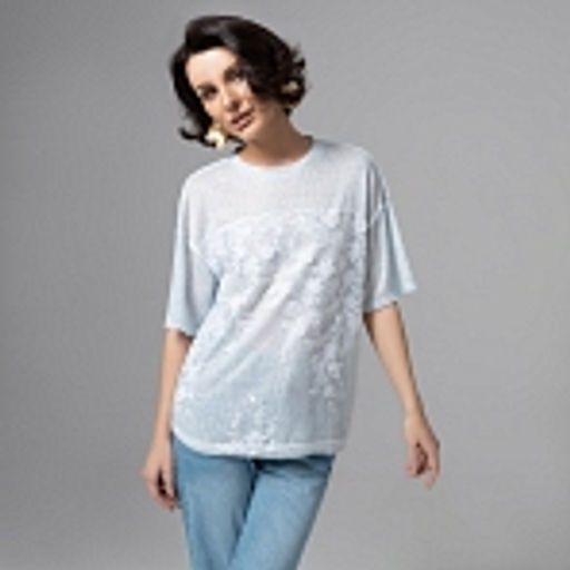 Футболка с объемным декором, Буду тебе сниться (голубой меланж) - Charutti фото 17