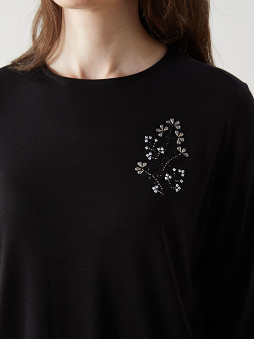 Bisiklet Yaka Ta?l? Kad?n Bluz