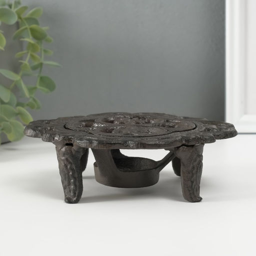 Подставка для подогрева на греющей свече «Лилия», подсвечник на 1 свечу, чугун, 15×12.5×5 см