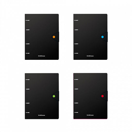 Цена за 24 шт. Тетрадь общая с пластиковой обложкой на кольцах ErichKrause Accent, ассорти, А5, 80 листов, клетка, на кнопке  фото 2