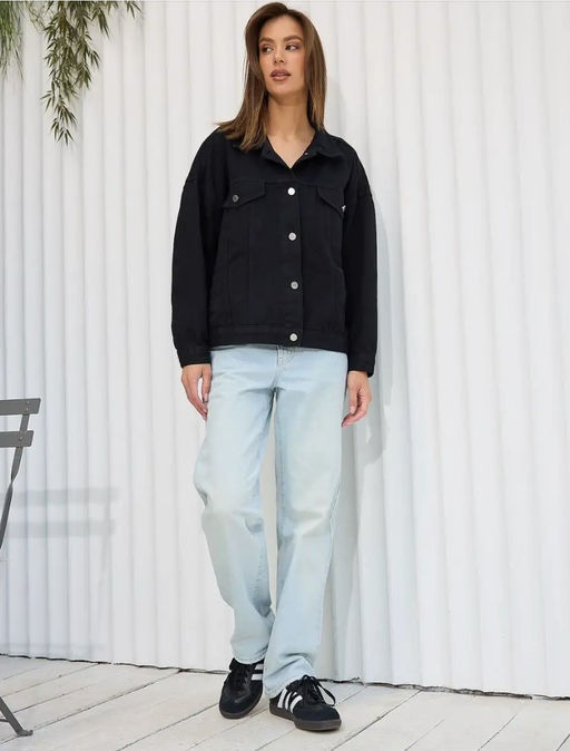 K11861 Джинсовая рубашка OVER SIZE ЧЕРНЫЙ