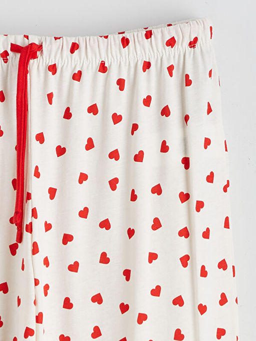 Beli Lastikli Kalp Bask?l? Hamile Pijama Alt?