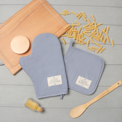 Набор кухонный «Этель» Kitchen: серый, варежка-прихватка 20×28 см, прихватка 19×19 см,100% хлопок