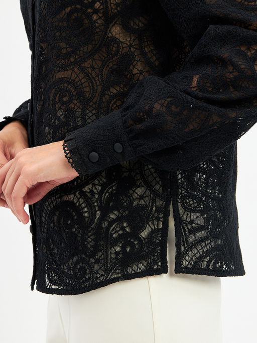 Блузка из кружевной ткани OD-977-2 черный