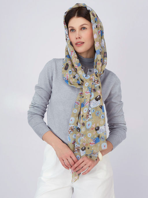 Большой, мягкий, тонкий и очень нежный двусторонний палантин с рисунком в стиле арт-деко - Tantino фото 15