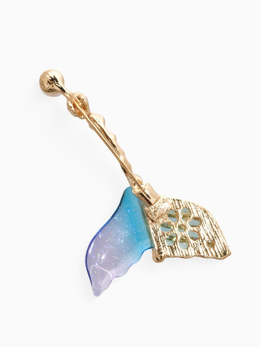 Брошь «Хвост Русалки» с жемчугом, цветная в золоте