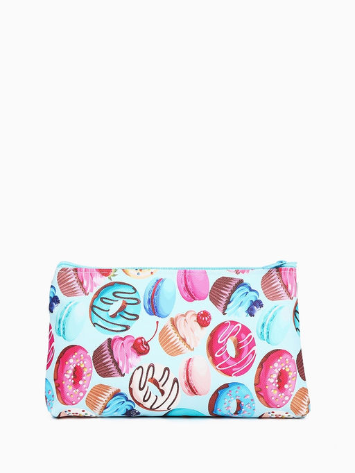 Цена за 2 шт. Косметичка-пенал на молнии, плоская, маленькая, с рисунком Пончики, голубая/разноцветная - Simaland фото 2