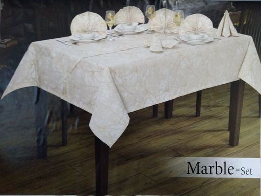 Скатерть EFOR MARBLE 160*220 8 салф ранер (серый)  фото 2