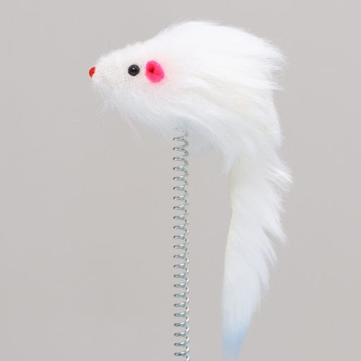 Игрушка для кошек Загадочный круг - Рыбки, мышь на пружине и шарик, 23 х 7 см, голубая/серая 79161 - Пижон фото 3