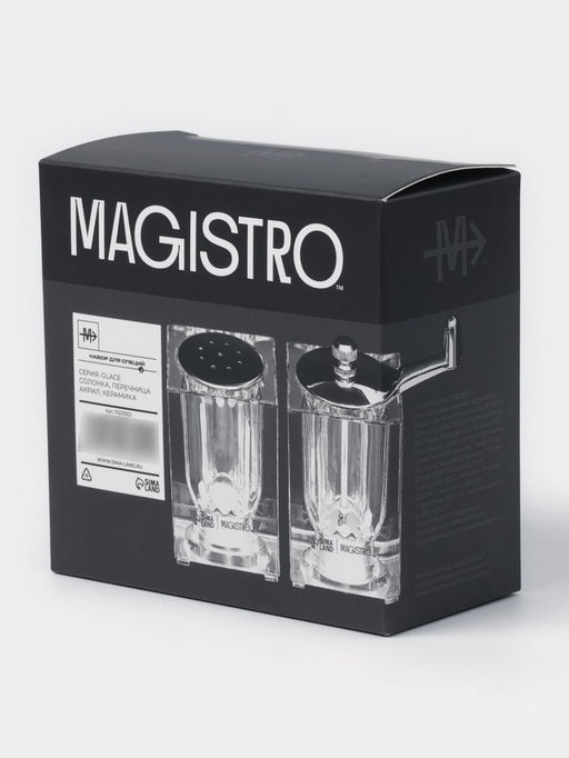 Набор для специй Magistro Glace, 2 предмета: мельница с ручкой, солонка, акрил, прозрачный  фото 14