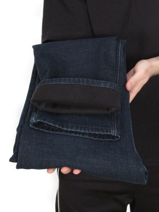 M3312 DARK BLUE Джинсы мужские зимние с начесом - Фабричный китай фото 7