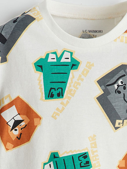 Bisiklet Yaka Bask?l? Erkek ?ocuk Ti??rt