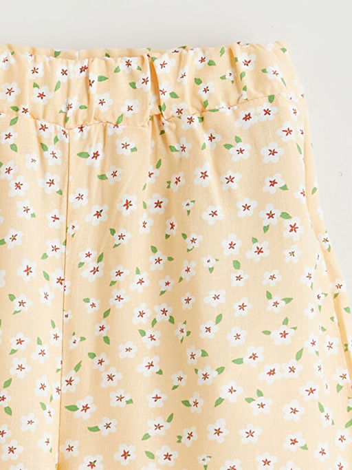 Beli Lastikli ?i?ekli K?z ?ocuk Pantolon