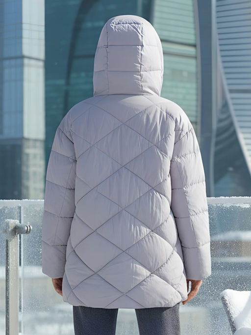 Куртка женская зимняя с капюшоном большого размера фиолетового цвета 1170F - Mtforce фото 23