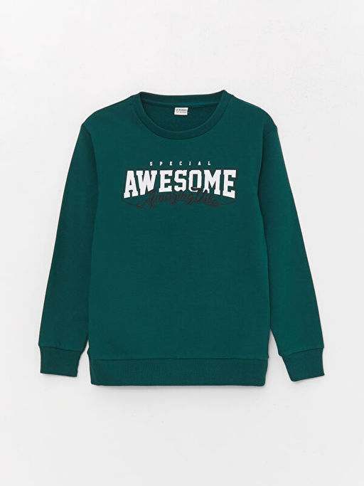 Bisiklet Yaka Bask?l? Uzun Kollu Erkek ?ocuk Sweatshirt - Waikiki фото 2