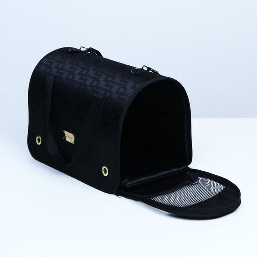 Сумка - переноска для животных Люкс, ПВХ, жаккард, 40 х 25 х 26, чёрная - Пижон фото 5