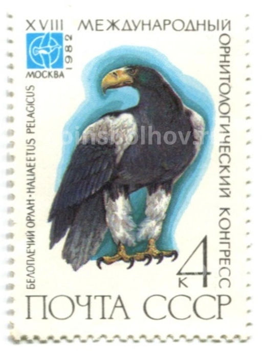 Марка XVIII международный орнитологический конгресс Белоплечий орлан 1982 год