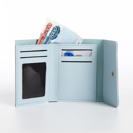 Кошелёк на кнопке, цвет голубой - Simaland фото 5