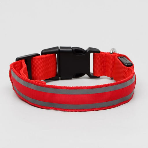 Ошейник с подсветкой размер XL, ОШ 52-60 х 2,5 см, 3 режима свечения красный - Пижон фото 5