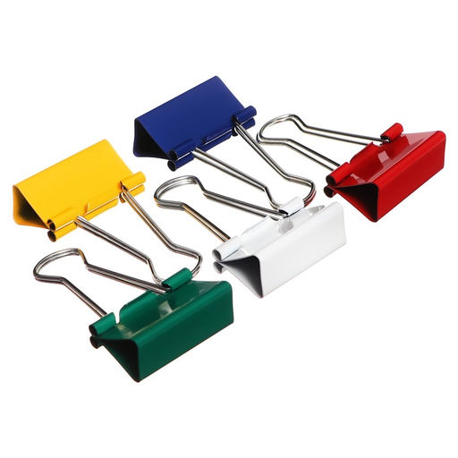 Набор зажимов для бумаг цветных 25 мм, 48 штук, 4 цвета, в пластиковой тубе