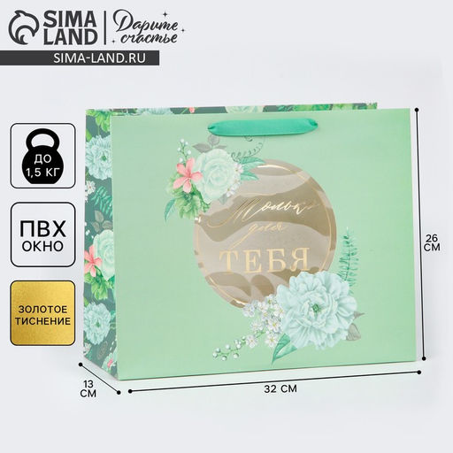 Пакет ламинированный с пластиковым окном Тебе, 32,5 26,5 13,5 см - Дарите счастье фото 8