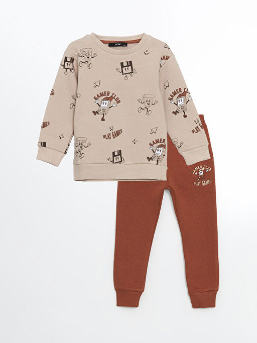 Bisiklet Yaka Bask?l? Erkek Bebek E?ofman Tak?m