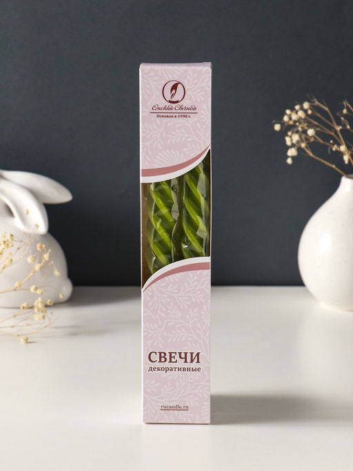 Набор свечей витых, 2.3×24.5 см, 5 ч, 50 г, 2 шт., оливковый