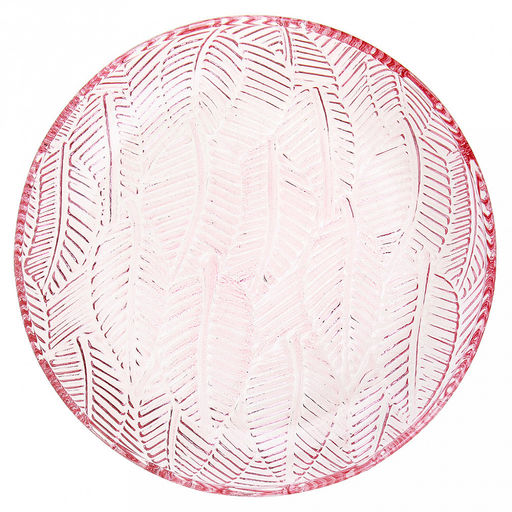 Листья Тарелка мелкая стеклянная д175мм, h28мм, рельефное, цветное стекло, цвет - розовый (Китай)