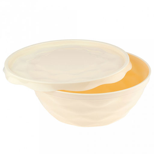 Салатник пластмассовый Modena 4л, д28,4см, h10,6см, с крышкой, пищевой полипропилен, светло-бежевый (Россия) - Домашняя мода фото 4