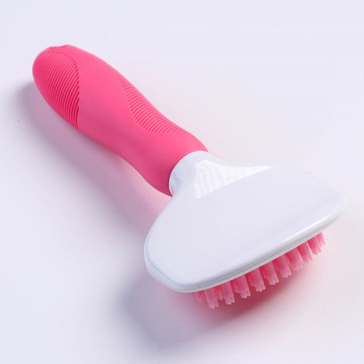Щётка шерсти с удлиненными силиконовыми зубцами и массажным эффектом, 8 х 17, розовая - Пижон фото 2