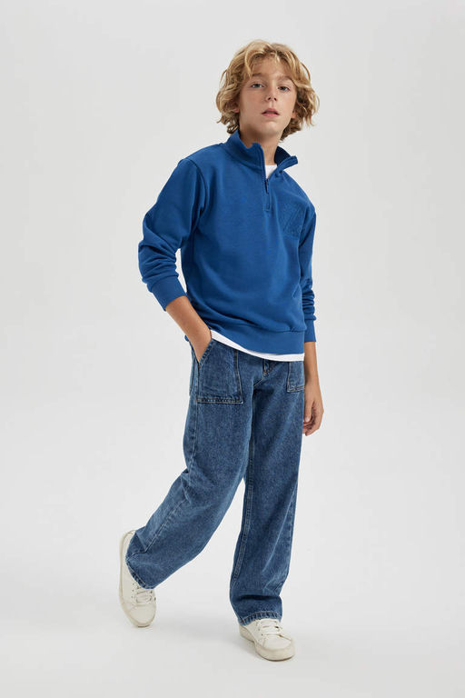 Новый свитшот стандартного кроя для мальчиков с полуводолазкой - Defacto фото 5