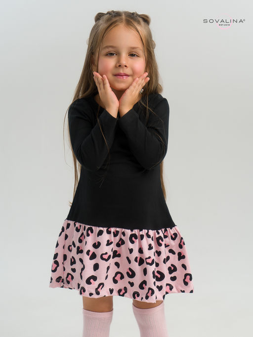 Платье Алиса дл/р черный-нежный леопард - Sovalina фото 7