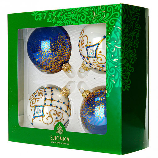 Елочная игрушка шар стеклянная Тайна, ручная художественная роспись, подарочная упаковка, набор 4шт (Россия) - Домашняя мода фото 3