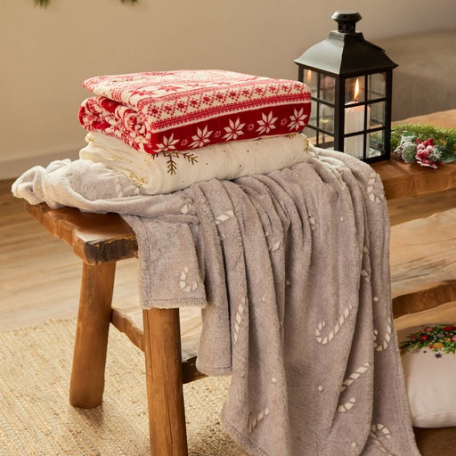 Плед светящийся в темноте «Этель. Candy cane», 180×200 см, корал-флис, 220 г/м²