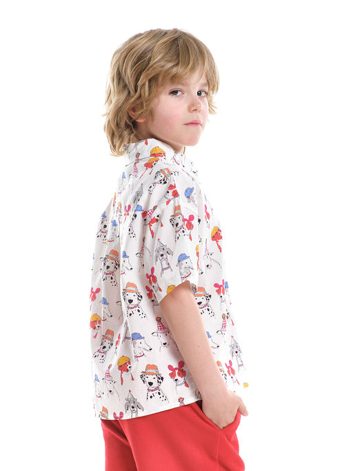 Рубашка цветная для мальчика 33-58760 белый/цветной - Mini maxi фото 2