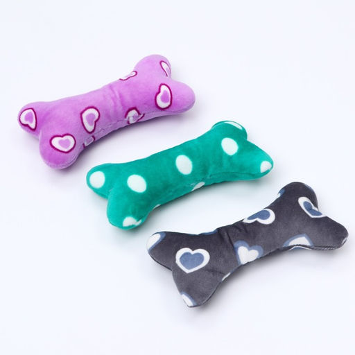 Игрушка мягкая для собак Косточка, 17 х 8 см, микс цветов - Пижон фото 3