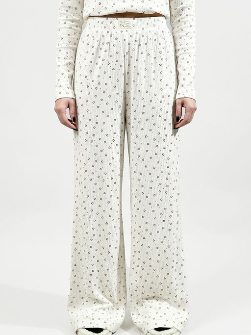 Пижама с принтом сердечки OD-1011-1 молочный