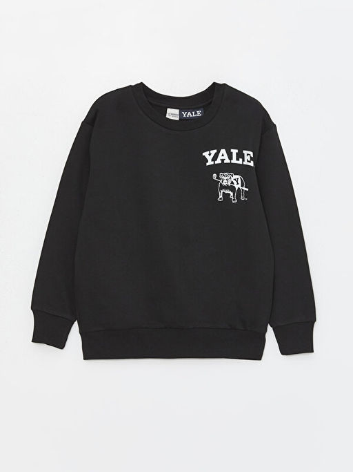 Bisiklet Yaka Yale University Bask?l? Uzun Kollu Erkek ?ocuk Sweatshirt