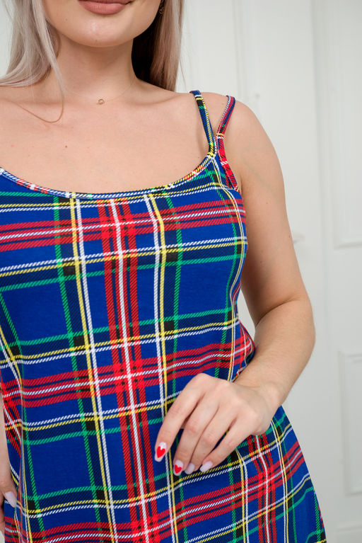 Ночная сорочка из кулирки Оливия синяя клетка - Амадэль фото 3